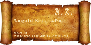 Mangold Krisztofer névjegykártya